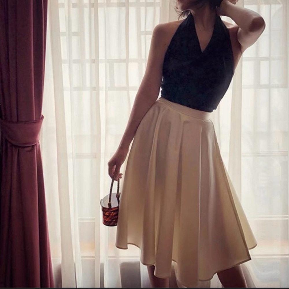 Elegant Cream Midi Skirt